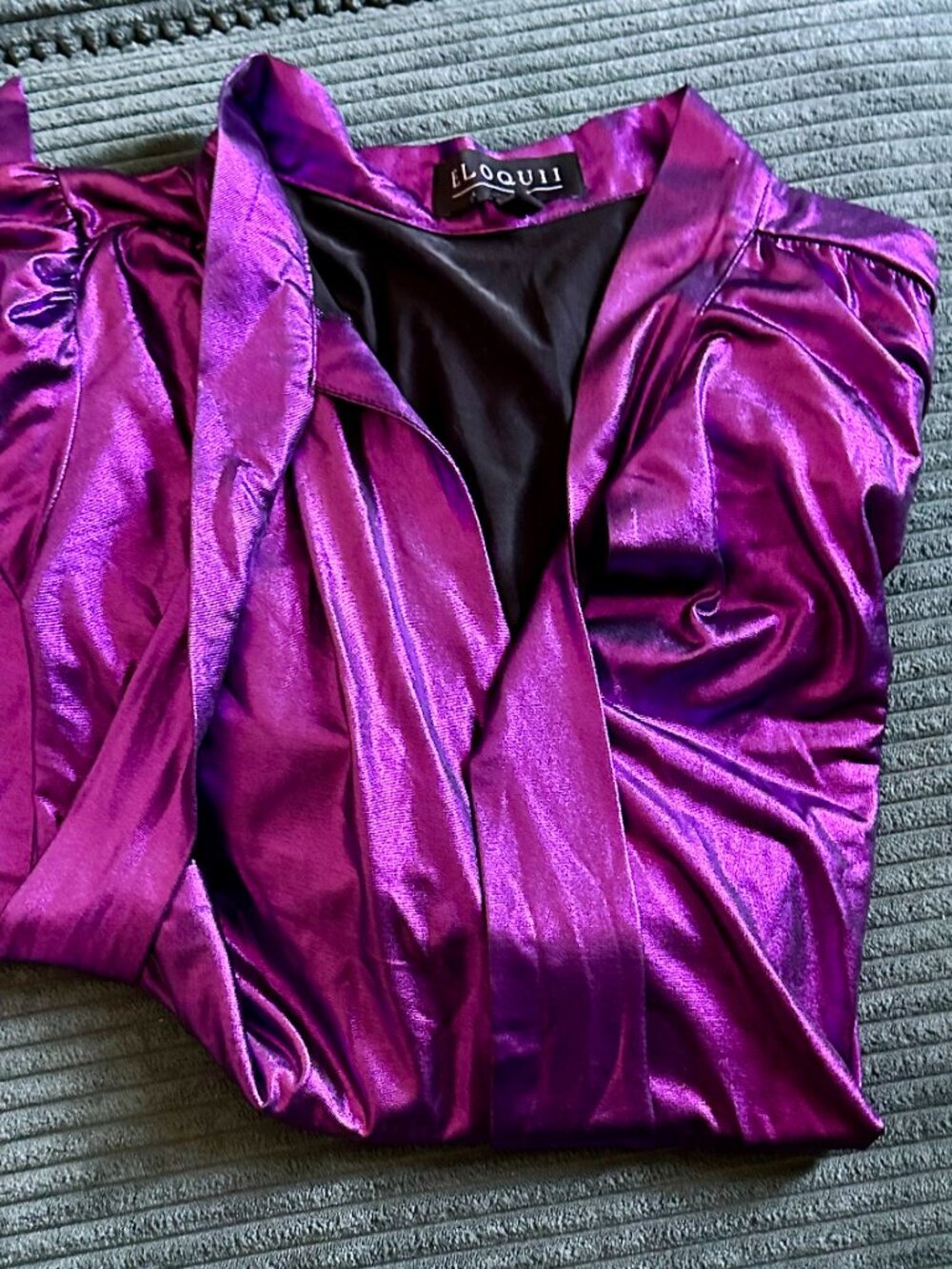 Elloqui Purple Metallic Size 22 Blouse